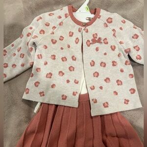 Mayoral Pink and Cream Leopard Patterned Cardigan Set